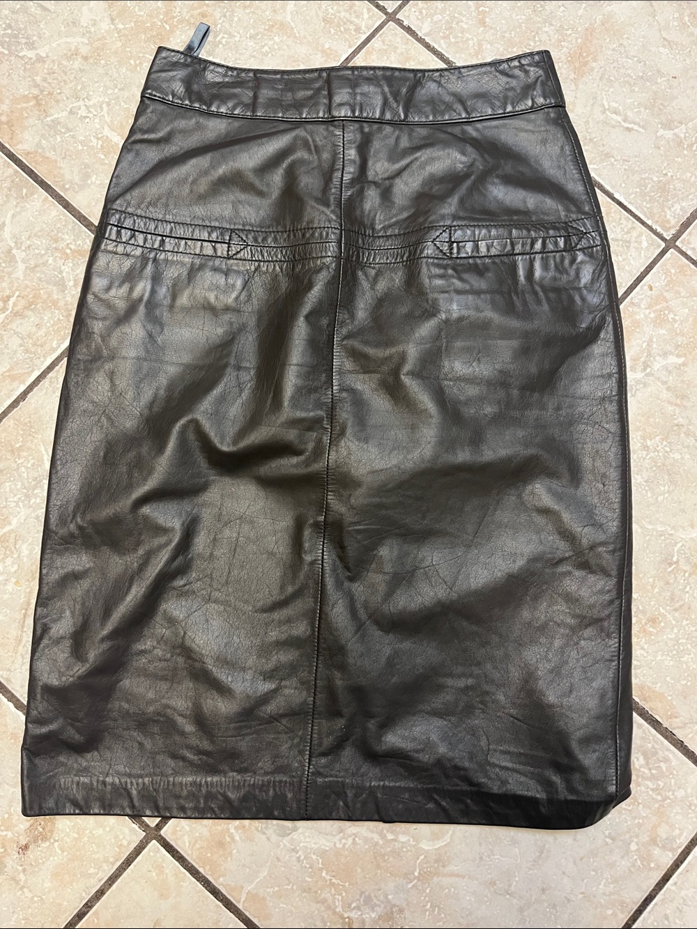 Pia Rucci VINTAGE Classic Black Leather  Skirt 6